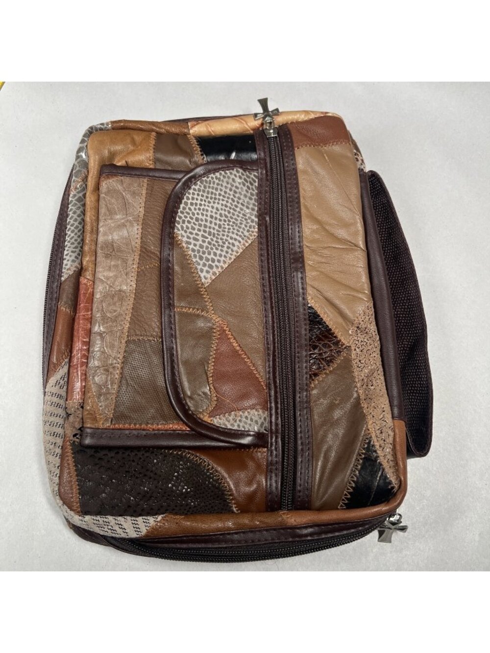 Vintage Brown Leather Bible Cover Full Zip Case Pockets Strap Large Fits 7"x10"